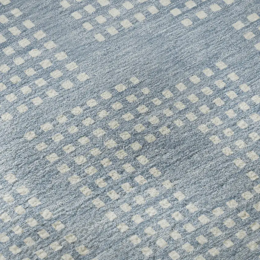 8' Sky Blue And Ivory Geometric Washable Round Rug With UV Protection Photo 9