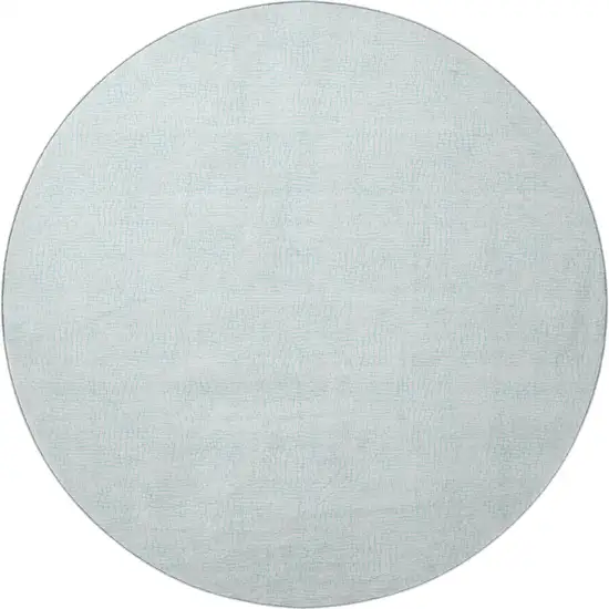 8' Sky Blue And Ivory Geometric Washable Round Rug With UV Protection Photo 2