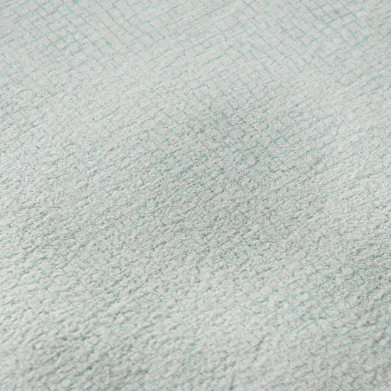 8' Sky Blue And Ivory Geometric Washable Round Rug With UV Protection Photo 7