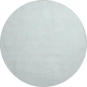 Photo of 8' Sky Blue And Ivory Geometric Washable Round Rug With UV Protection