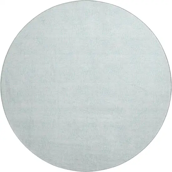 8' Sky Blue And Ivory Geometric Washable Round Rug With UV Protection Photo 1