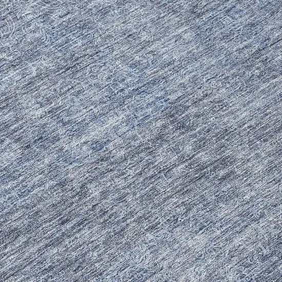 8' Sky Blue And Ivory Round Abstract Washable Indoor Outdoor Area Rug Photo 8