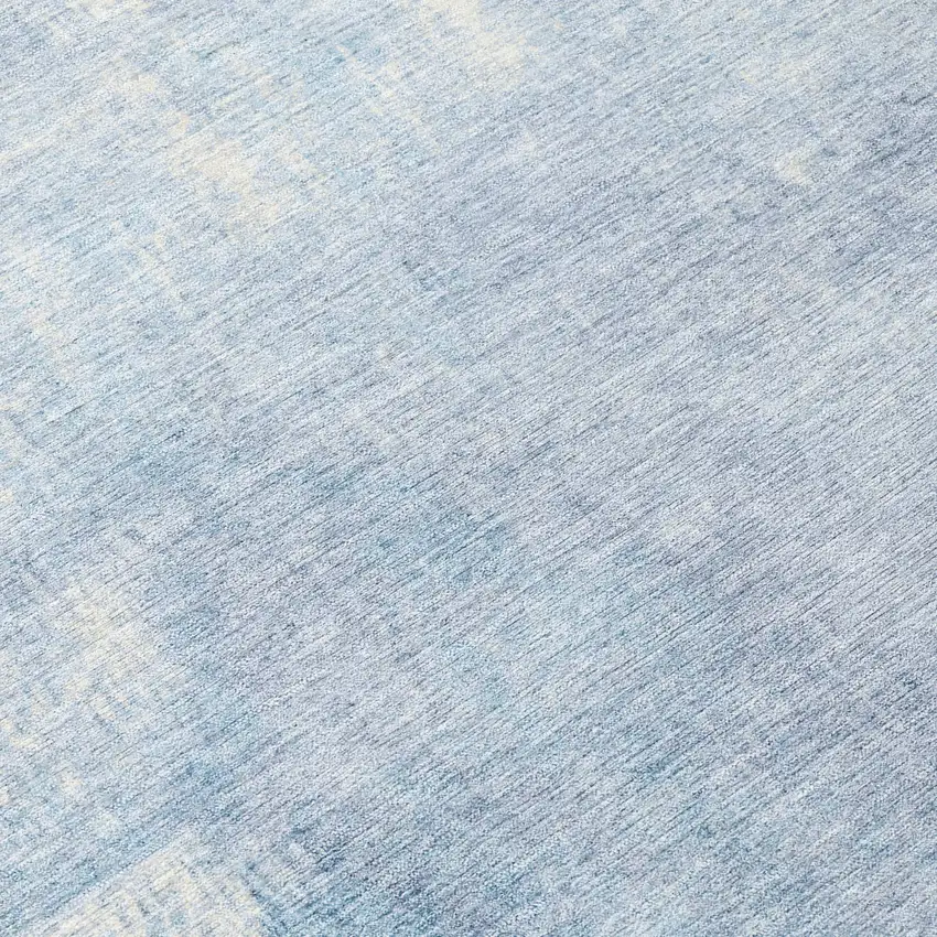 8' Sky Blue And Ivory Round Abstract Washable Indoor Outdoor Area Rug Photo 8