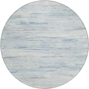 Photo of 8' Sky Blue And Ivory Round Abstract Washable Indoor Outdoor Area Rug