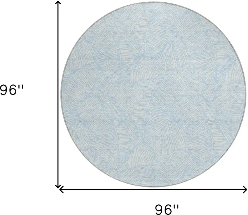 8' Sky Blue And Ivory Round Floral Washable Indoor Outdoor Area Rug Photo 3