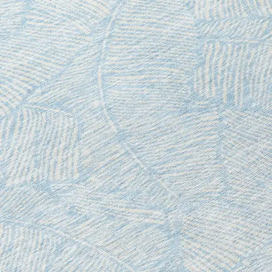 8' Sky Blue And Ivory Round Floral Washable Indoor Outdoor Area Rug Photo 8
