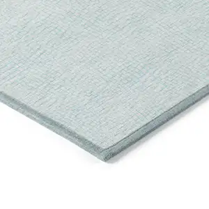 Photo of 8' Sky Blue And Ivory Round Geometric Washable Indoor Outdoor Area Rug
