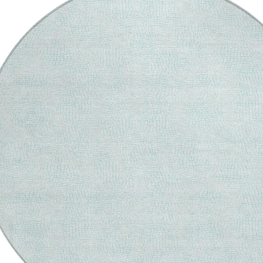 8' Sky Blue And Ivory Round Geometric Washable Indoor Outdoor Area Rug Photo 5