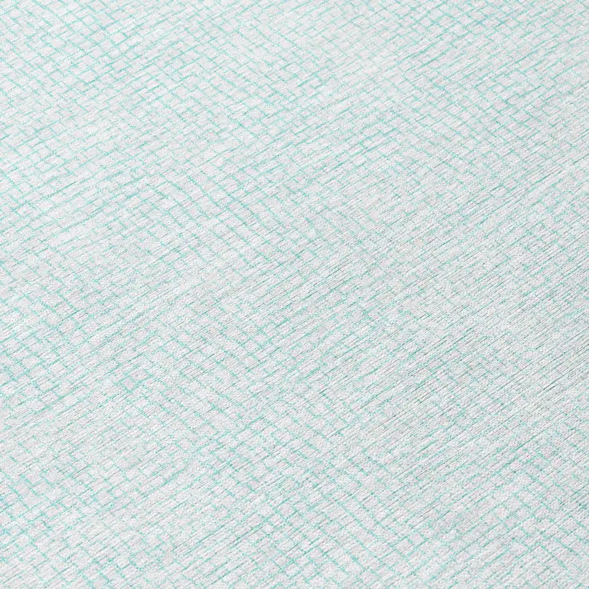 8' Sky Blue And Ivory Round Geometric Washable Indoor Outdoor Area Rug Photo 8