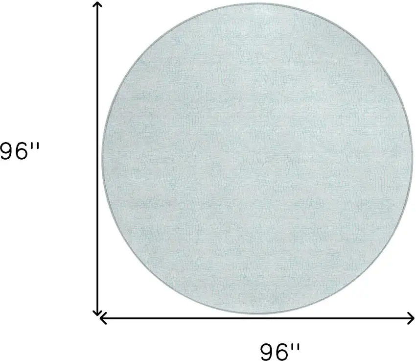 8' Sky Blue And Ivory Round Geometric Washable Indoor Outdoor Area Rug Photo 9