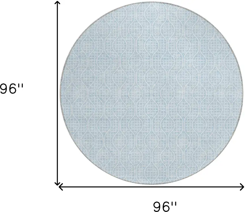 8' Sky Blue And Ivory Round Geometric Washable Indoor Outdoor Area Rug Photo 3