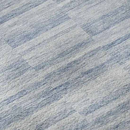 8' Sky Blue And Ivory Striped Washable Round Rug With UV Protection Photo 9