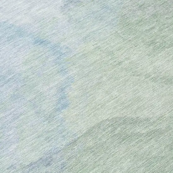 8' Sky Blue And Mint Green Round Abstract Washable Indoor Outdoor Area Rug Photo 7