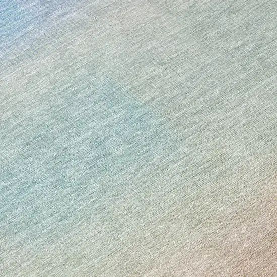 8' Sky Blue And Peach Round Abstract Washable Indoor Outdoor Area Rug Photo 9