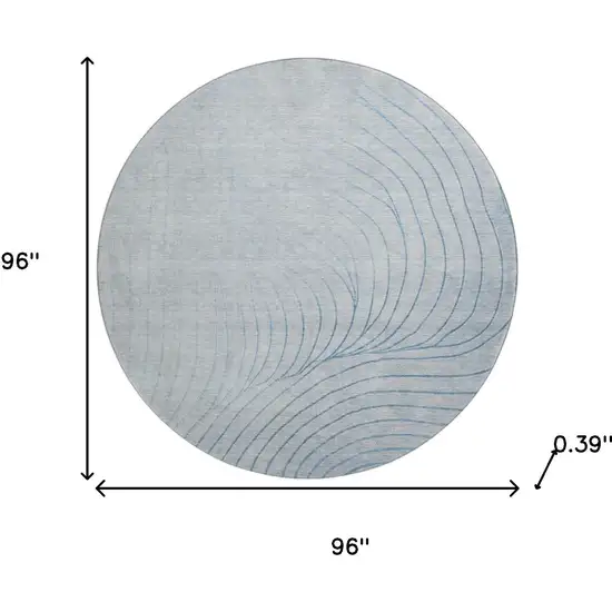 8' Sky Blue And Silver Abstract Washable Round Rug With UV Protection Photo 8