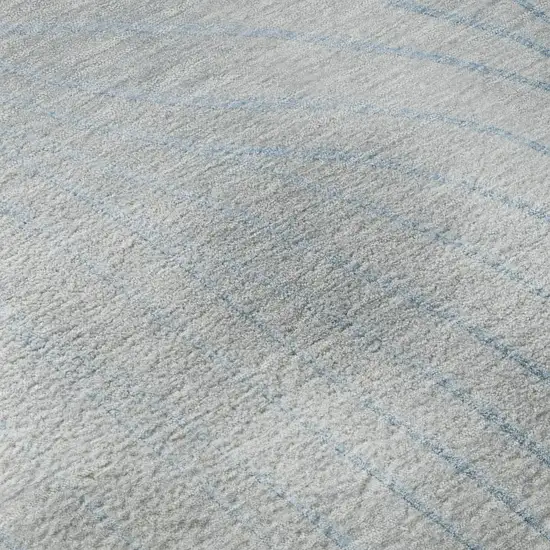 8' Sky Blue And Silver Abstract Washable Round Rug With UV Protection Photo 7