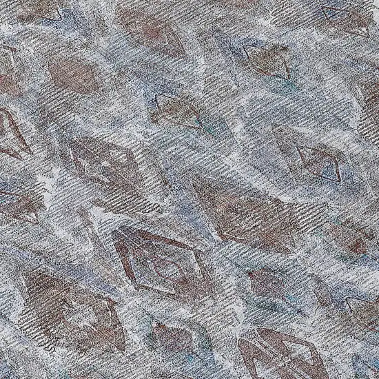 8' Sky Blue And Silver Round Geometric Washable Indoor Outdoor Area Rug Photo 6