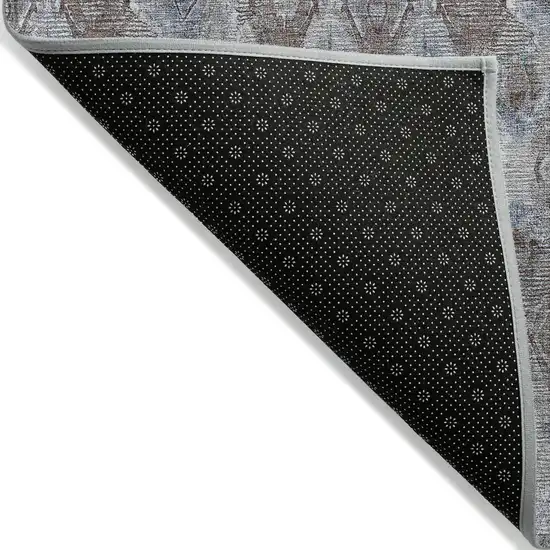 8' Sky Blue And Silver Round Geometric Washable Indoor Outdoor Area Rug Photo 4