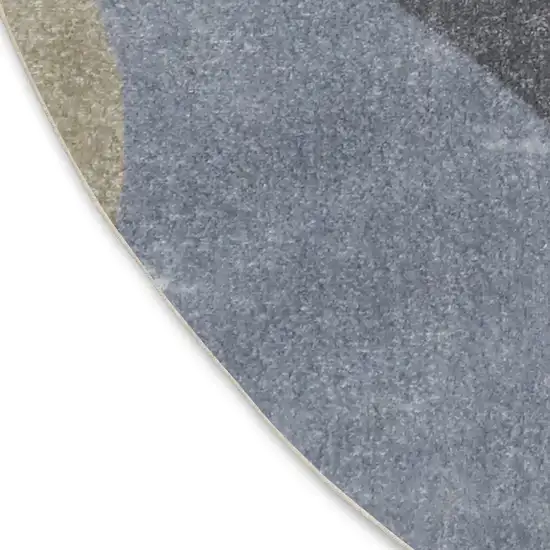 4' Sky Blue Black And Tan Round Rug Photo 9
