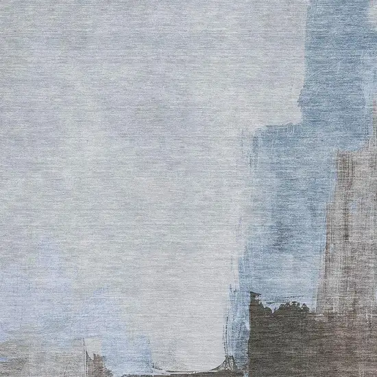 8' Sky Blue Chocolate And Taupe Abstract Washable Area Rug With UV Protection Photo 2