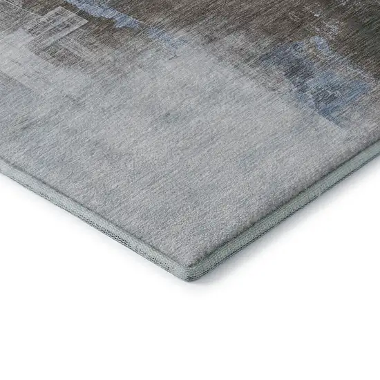 8' Sky Blue Chocolate And Taupe Abstract Washable Area Rug With UV Protection Photo 7