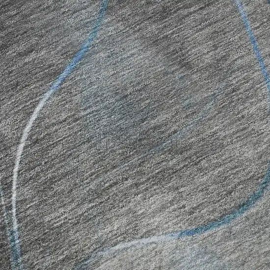 8' Sky Blue Gray And Silver Abstract Washable Round Rug With UV Protection Photo 8