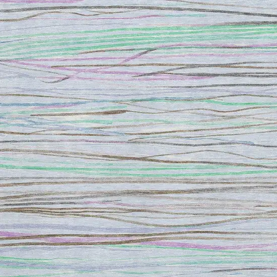 8' Sky Blue Green And Purple Striped Washable Area Rug With UV Protection Photo 2