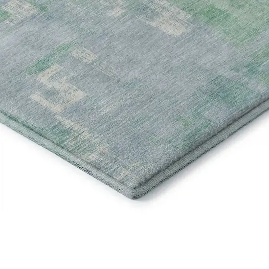 8' Sky Blue Ivory And Teal Abstract Washable Area Rug With UV Protection Photo 7