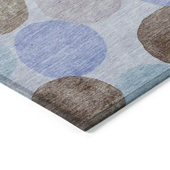 8' Sky Blue Purple And Taupe Round Geometric Washable Indoor Outdoor Area Rug Photo 8