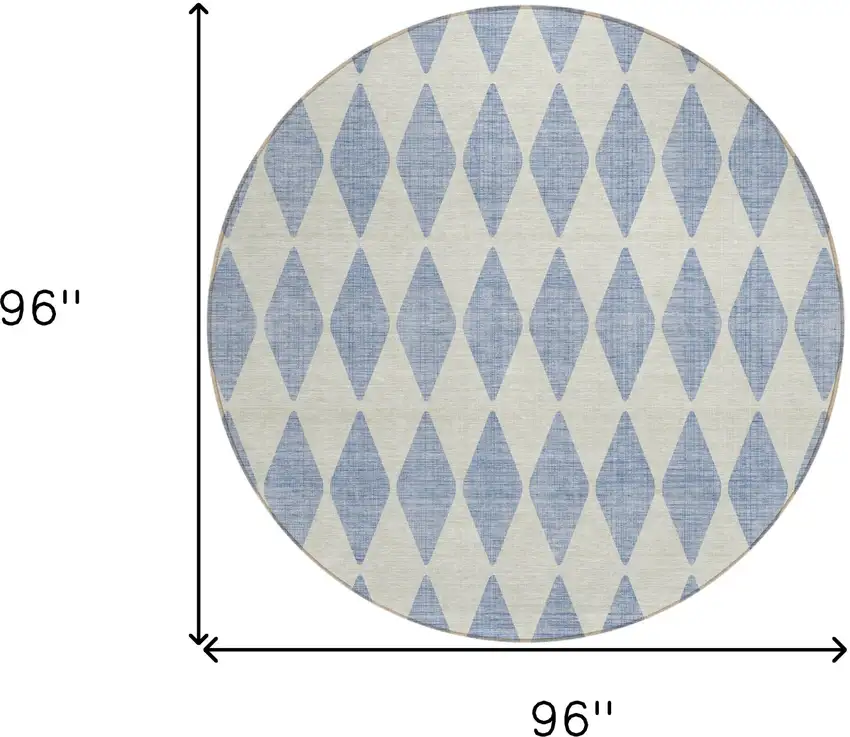 8' Sky Blue Round Geometric Washable Indoor Outdoor Area Rug Photo 3