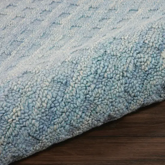 8' Sky Blue Wool Runner Rug Photo 9