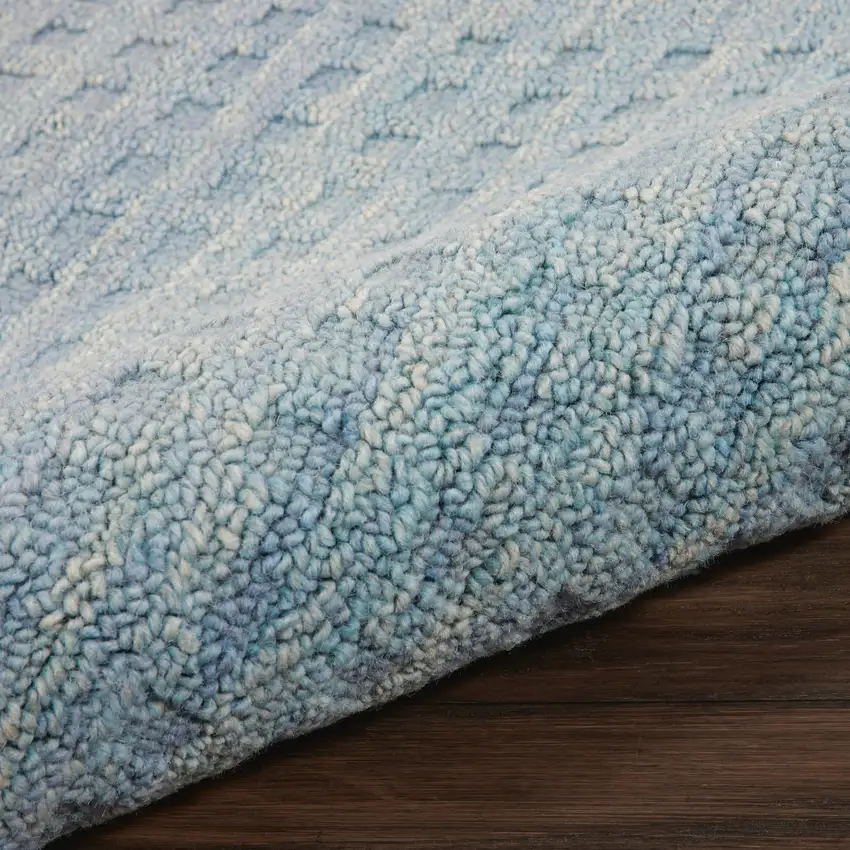 8' Sky Blue Wool Runner Rug Photo 9