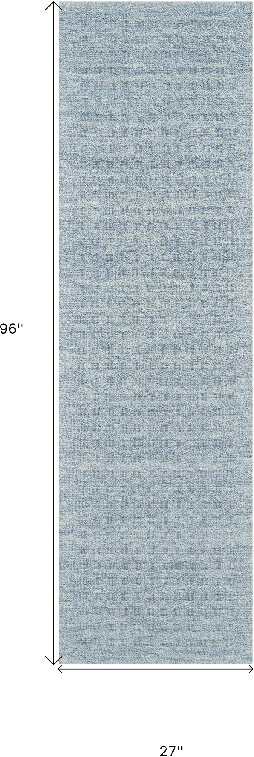 8' Sky Blue Wool Runner Rug Photo 3