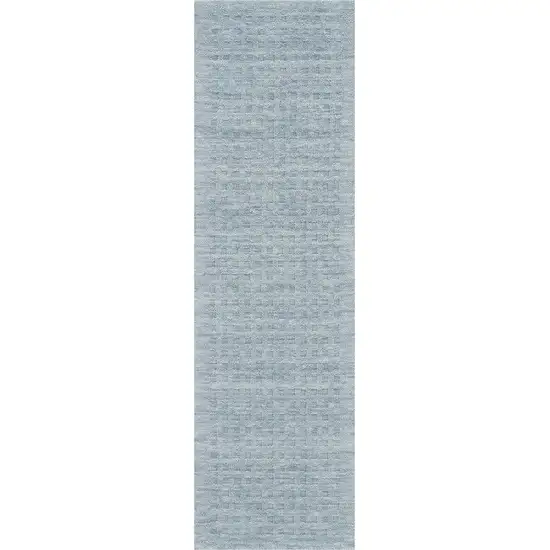 8' Sky Blue Wool Runner Rug Photo 6
