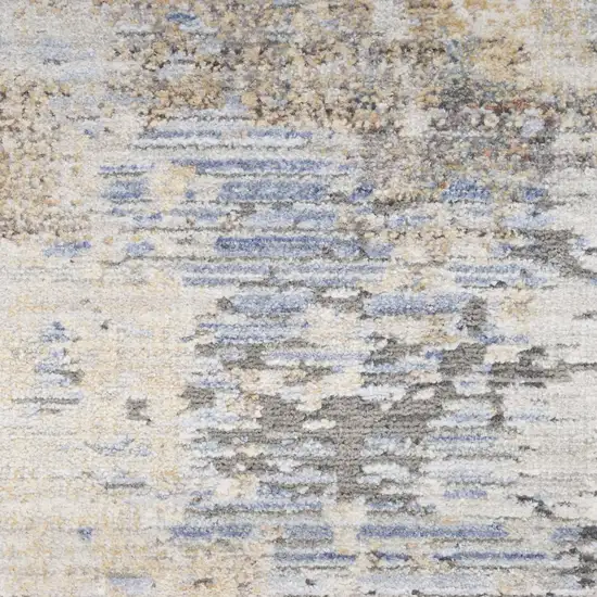 12' Slate Blue Abstract Runner Rug With Fringe Photo 3