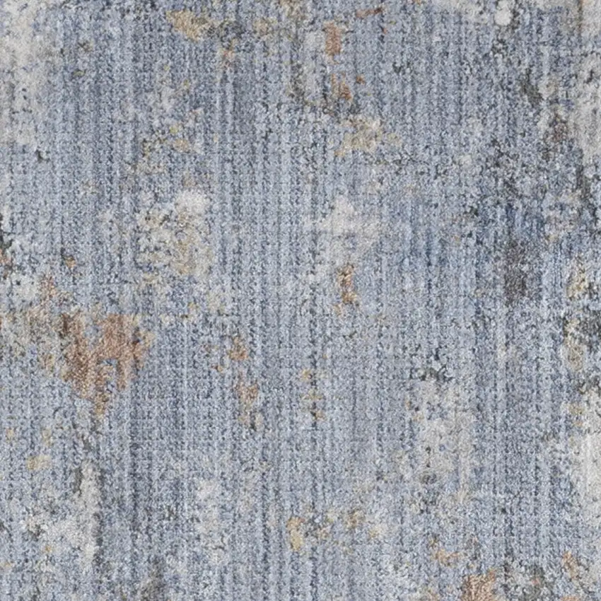 12' Slate Blue Abstract Runner Rug With Fringe Photo 7