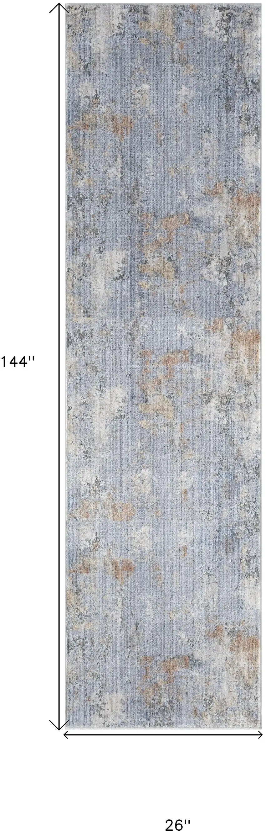 12' Slate Blue Abstract Runner Rug With Fringe Photo 3