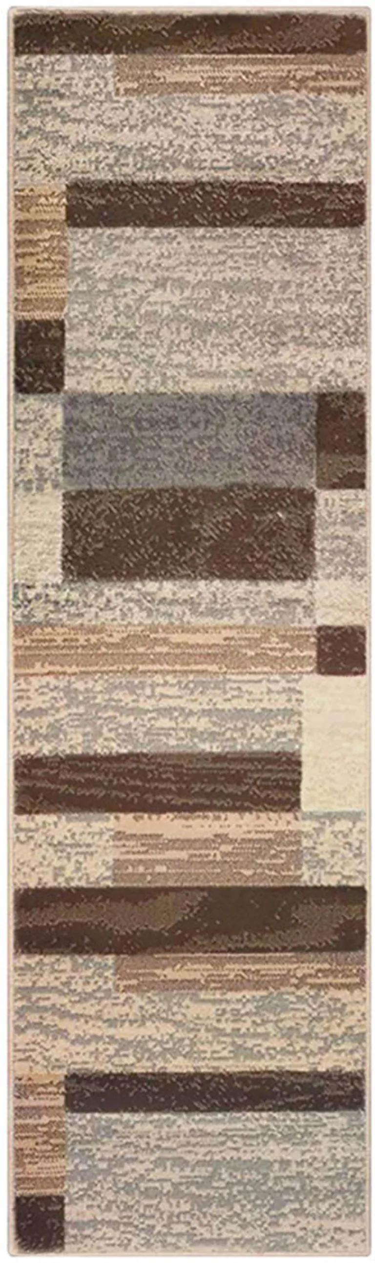 12' Slate Patchwork Power Loom Runner Rug Photo 2