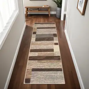 Photo of 8' Slate Patchwork Power Loom Stain Resistant Runner Rug