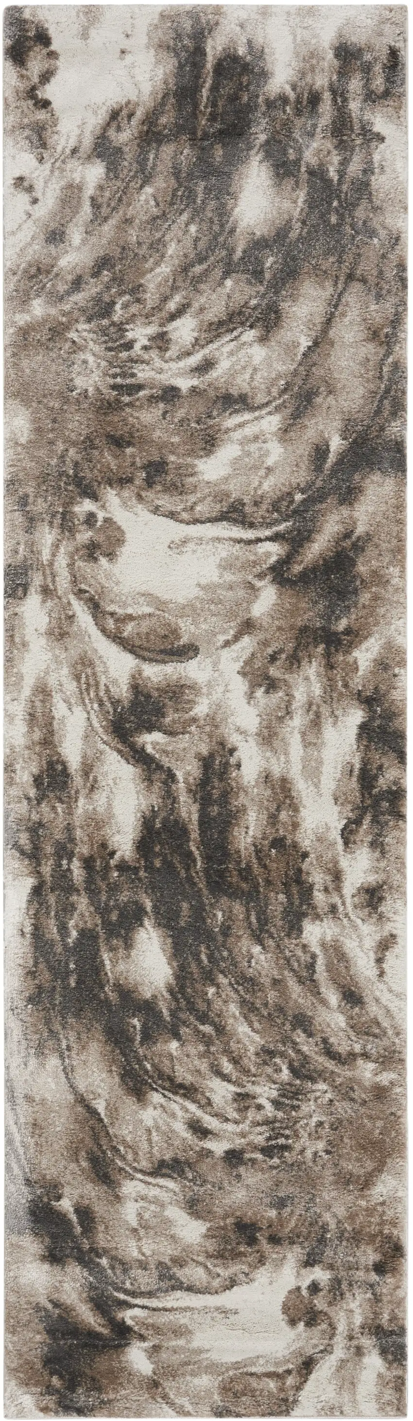 8' Tan Abstract Power Loom Runner Rug Photo 1