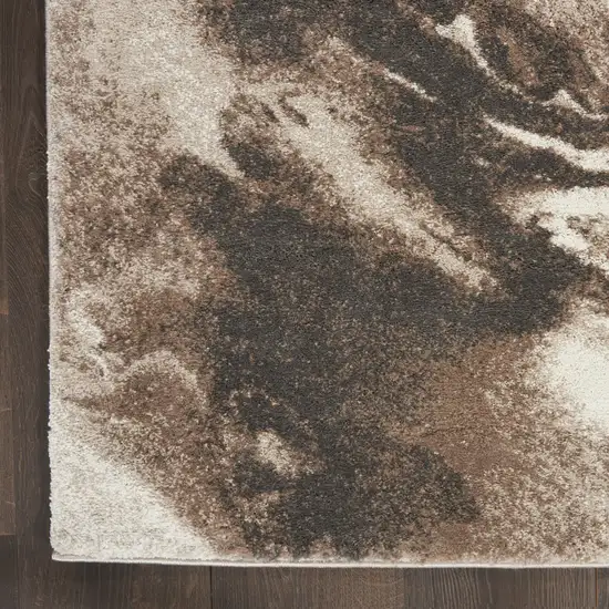 8' Tan Abstract Power Loom Runner Rug Photo 7