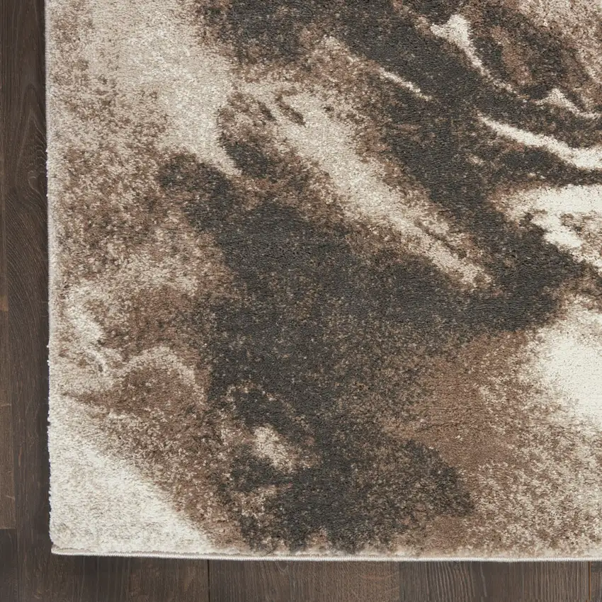 8' Tan Abstract Power Loom Runner Rug Photo 7