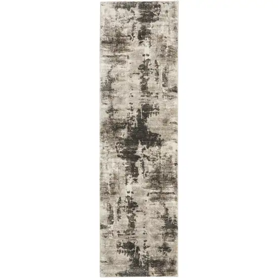 8' Tan Abstract Power Loom Runner Rug Photo 1
