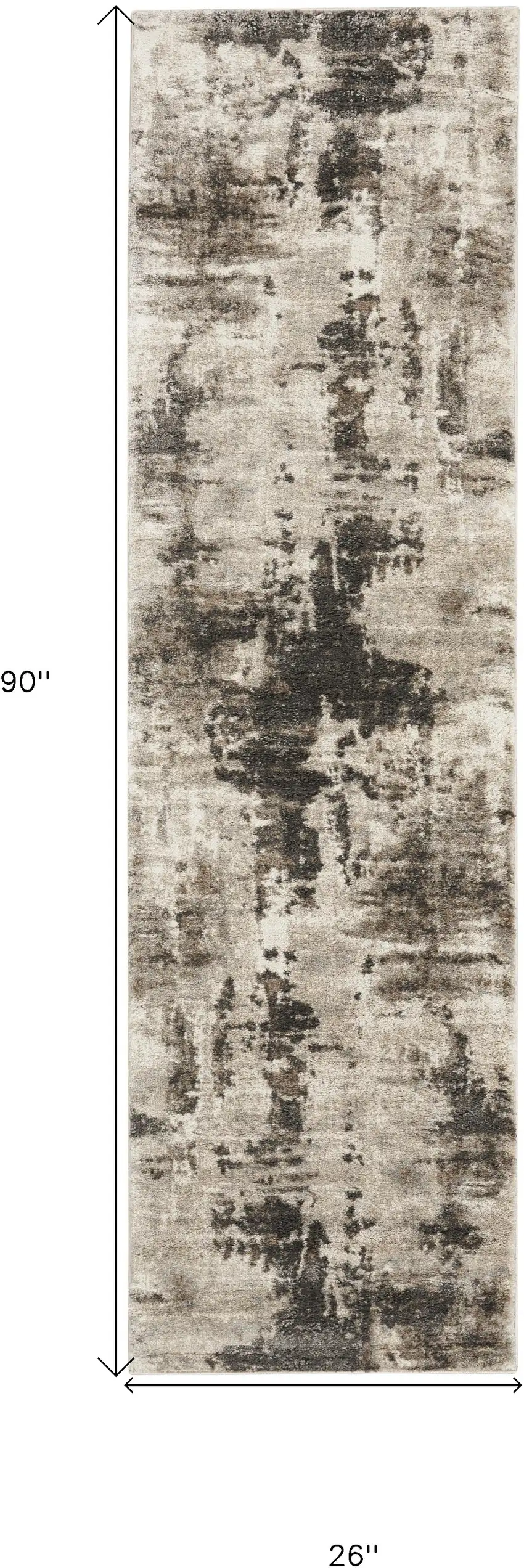 8' Tan Abstract Power Loom Runner Rug Photo 3
