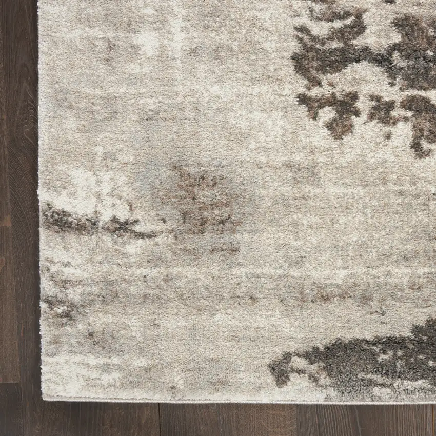 8' Tan Abstract Power Loom Runner Rug Photo 7