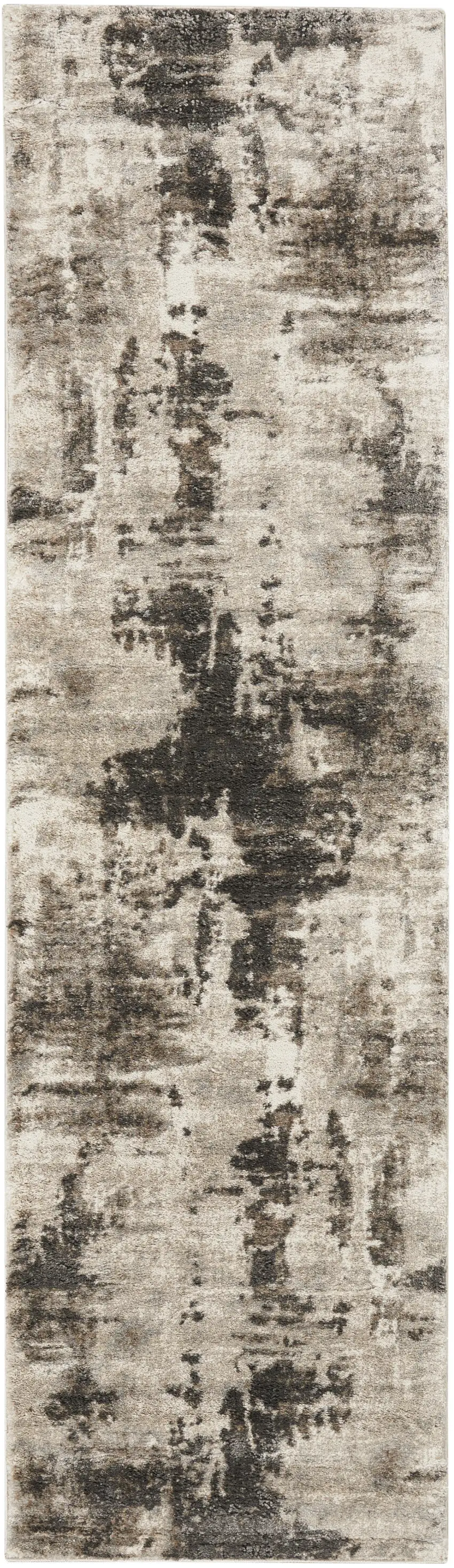 8' Tan Abstract Power Loom Runner Rug Photo 4
