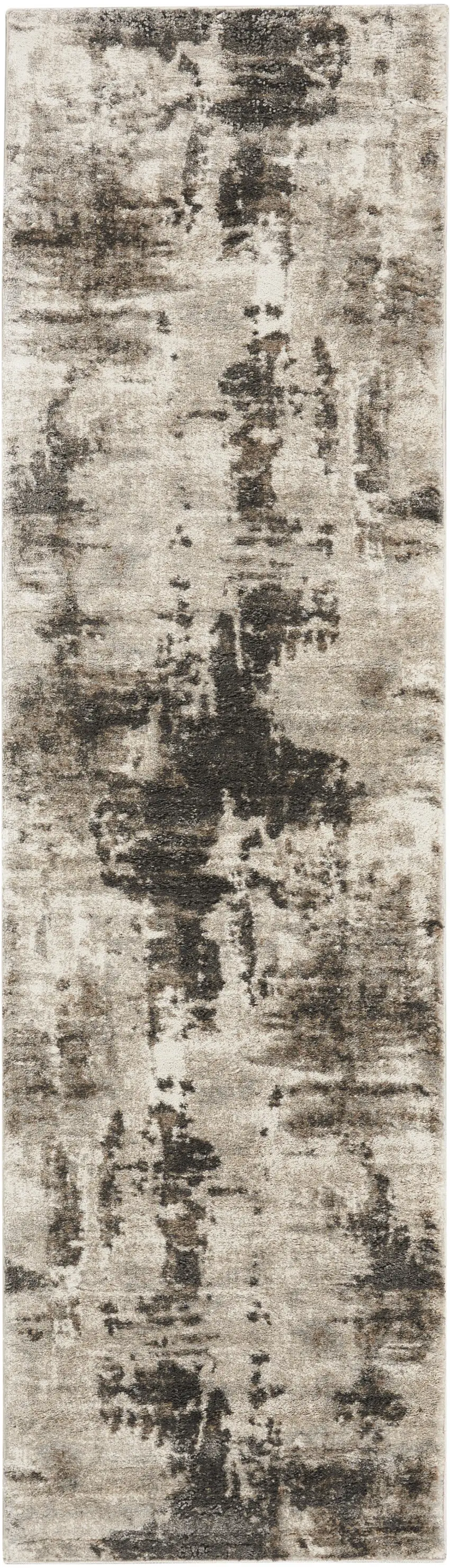 8' Tan Abstract Power Loom Runner Rug Photo 2