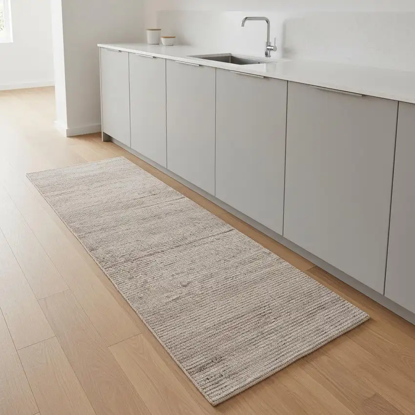 8' Tan Abstract Runner Rug Photo 1