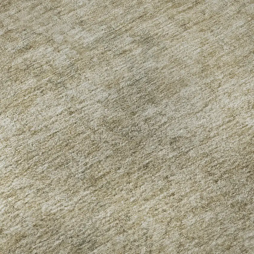 8' Tan And Beige Oriental Washable Round Rug With UV Protection Photo 8