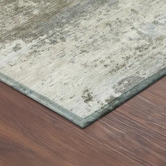 8' Tan And Beige Round Abstract Washable Indoor Outdoor Area Rug Photo 8